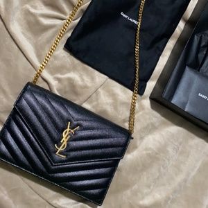 Authentic YSL crossbody with leather chain